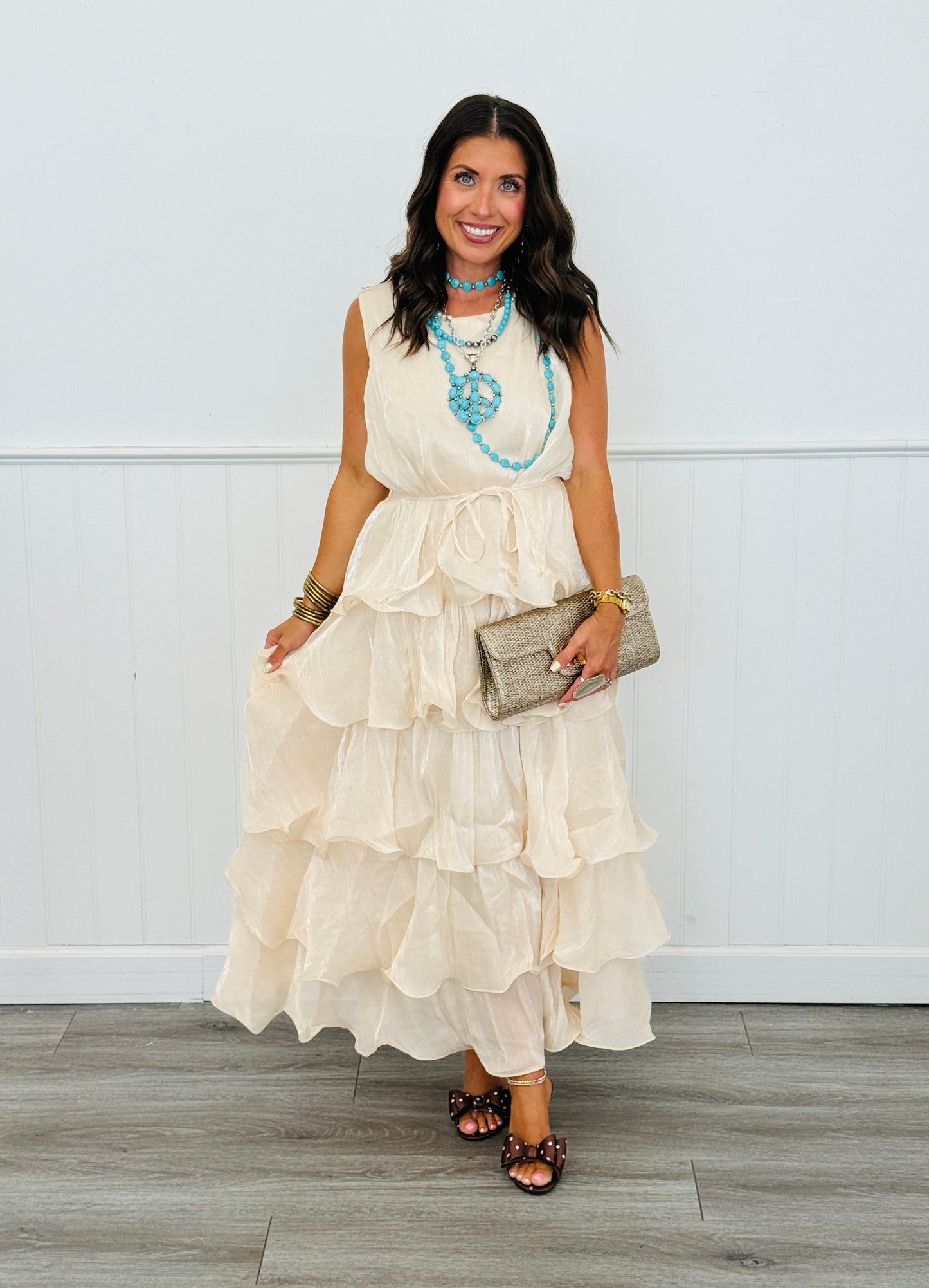 Shimmer Ruffle Tiered Sleeveless Maxi Dress (Reg. & Plus) - 3 Colors