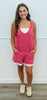 Red V-Neck Pocket Detail Romper (Reg.)