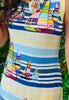 Queen Of Sparkles Yellow & Blue Striped Sailboat Midi Dress (Reg. & Plus)