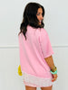 Baby Pink Lace Detail Short Sleeve Top (Reg.)