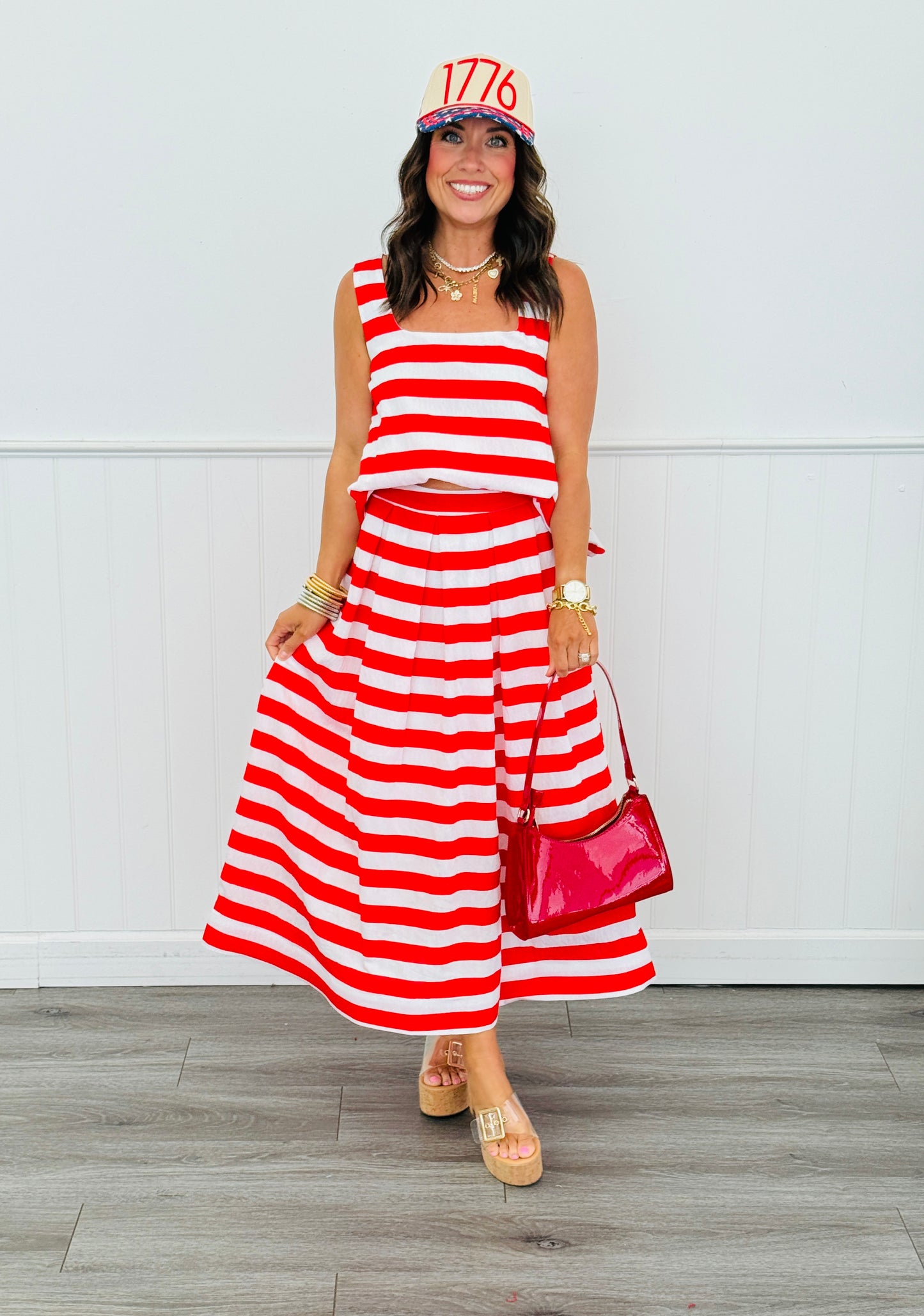 Red/White Stripe Flowy Tank Top (Reg.)