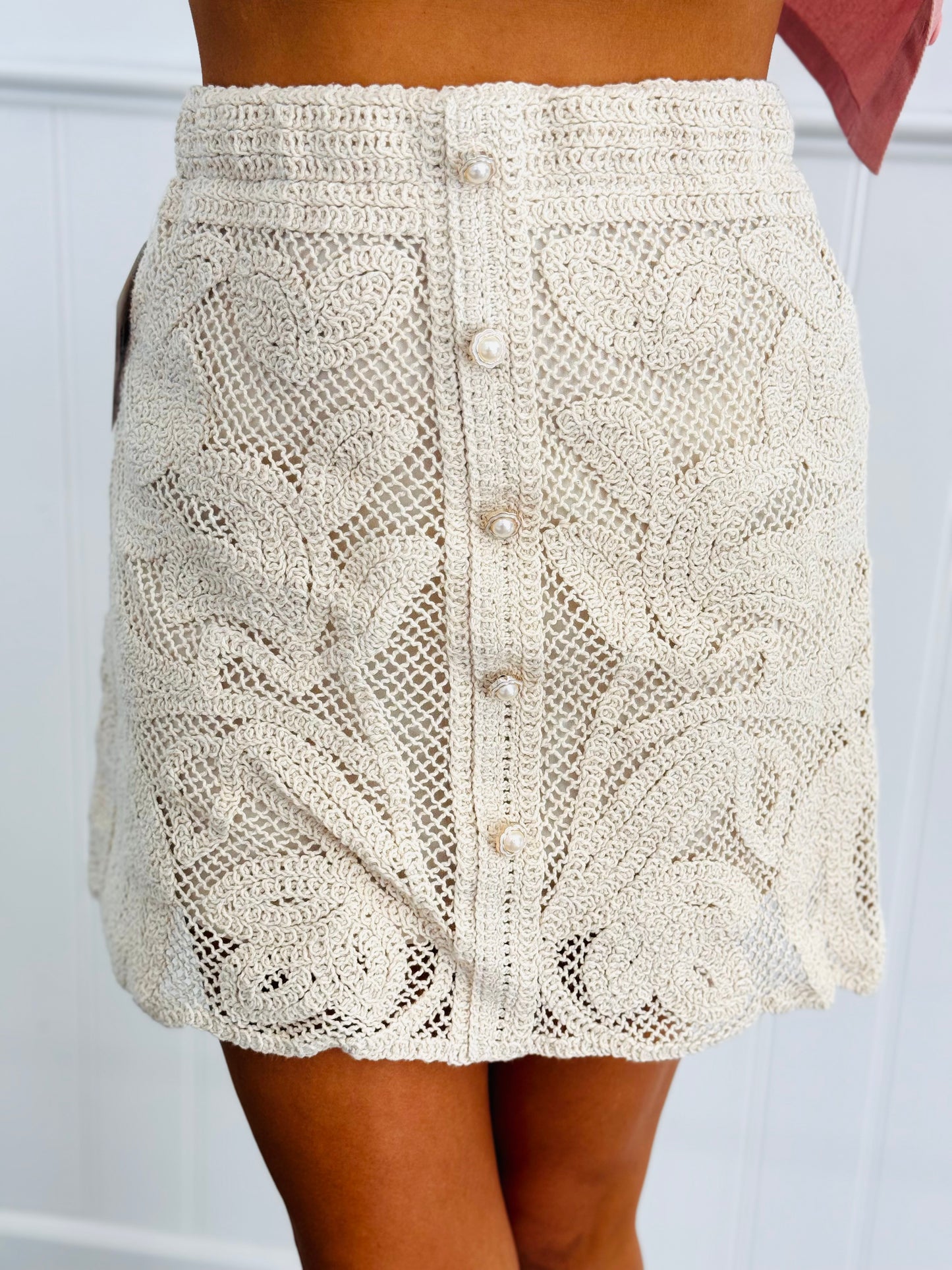 POL Natural Crochet Mini Skirt (One Size)