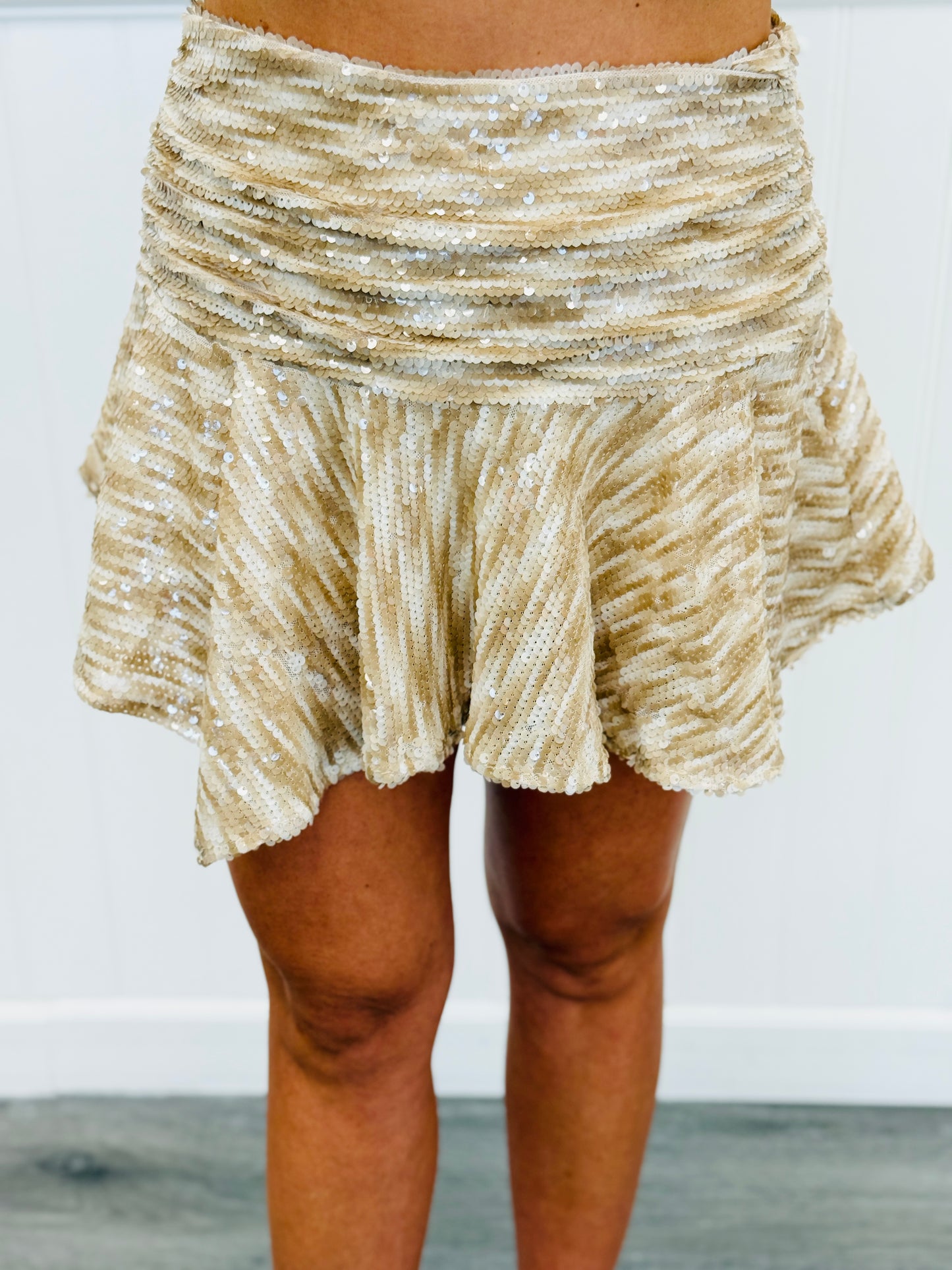 Beige Sequin Mini Skort (Reg.)