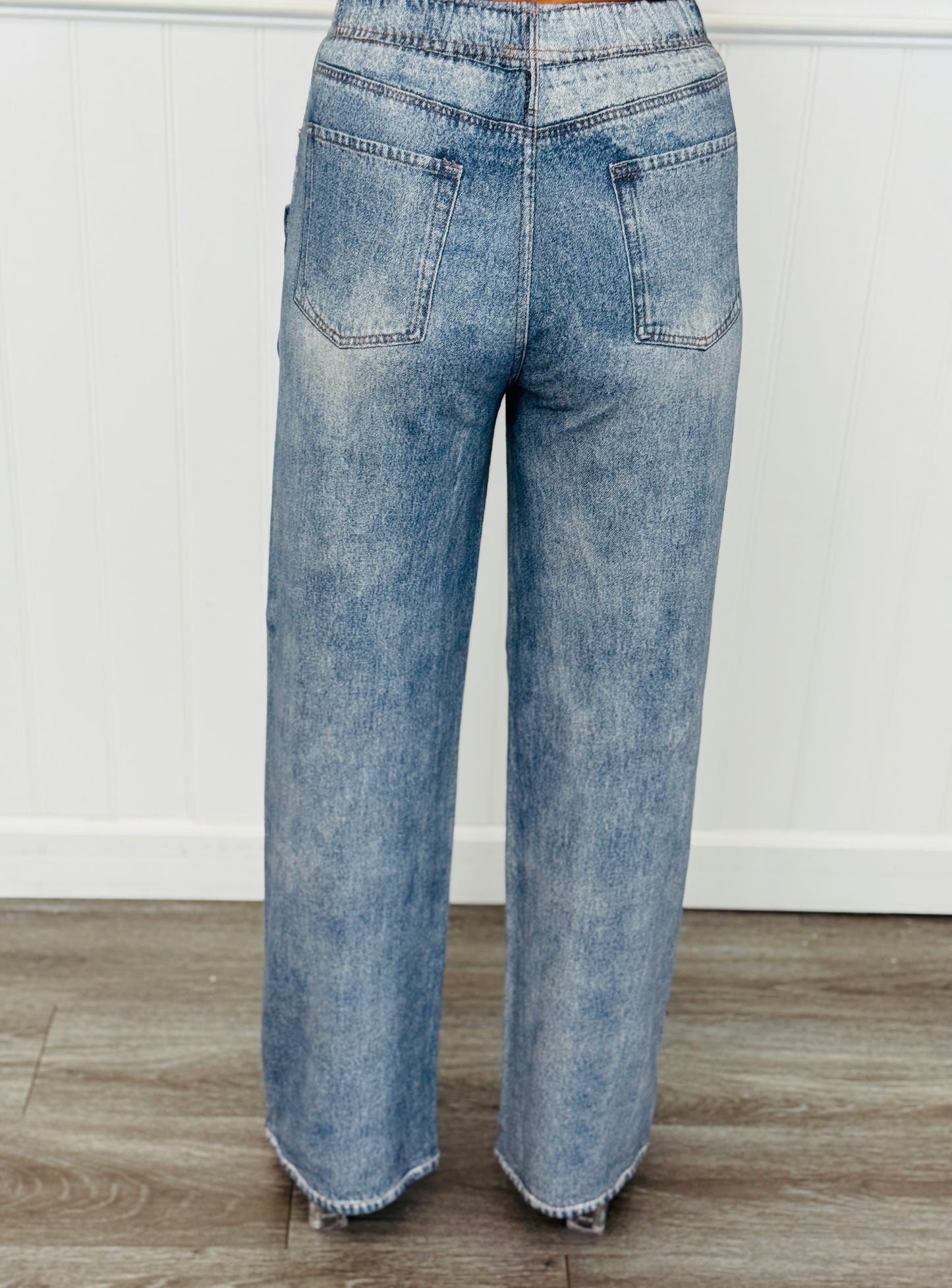 Faux Denim Double Side Line Pants (Reg.)