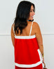 Red Contrast Trim Strappy Tank Top (Reg.)