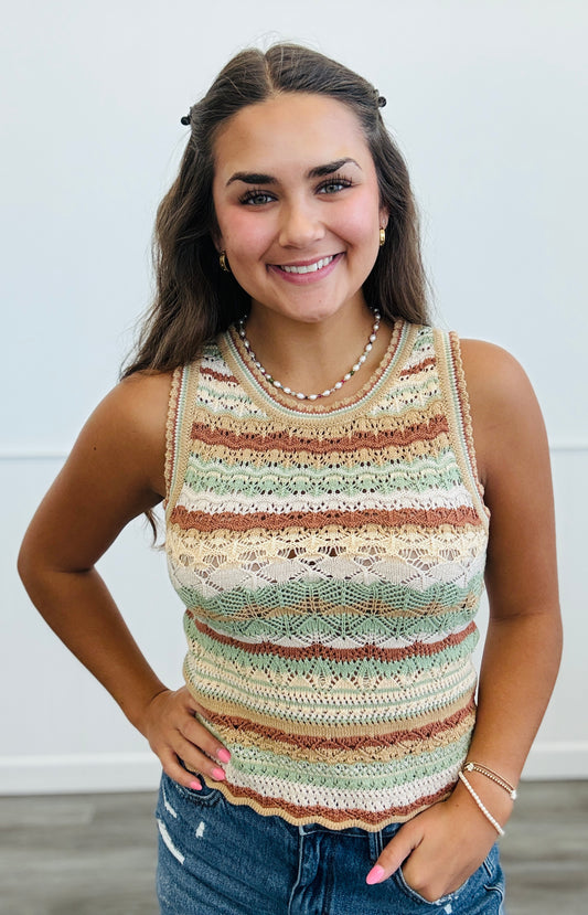 Sage Crochet Knit Tank Top (Reg.)