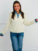 Denim Trim Knit Sweater Top (Reg. and Plus)