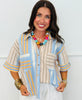 Blue Multi Stripe Button Down Shirt (Reg. and Plus)