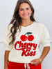 Cherry Graphic Short Sleeve Sweater Top (Reg. and Plus)