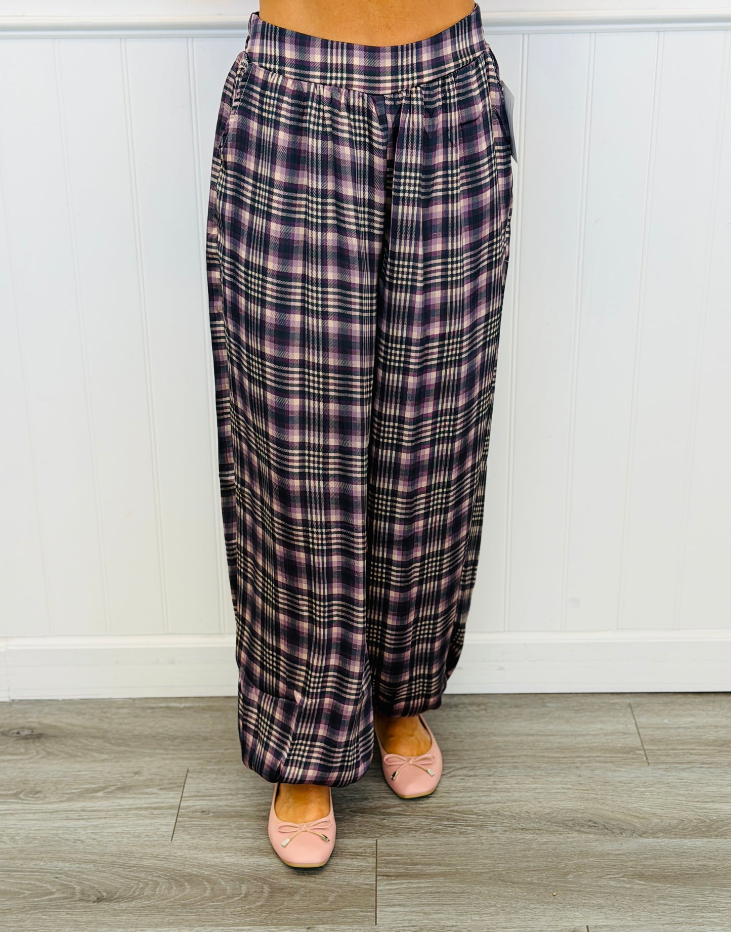 Flowy Plaid Elastic Cuffs Pants (Reg.) - 3 Colors
