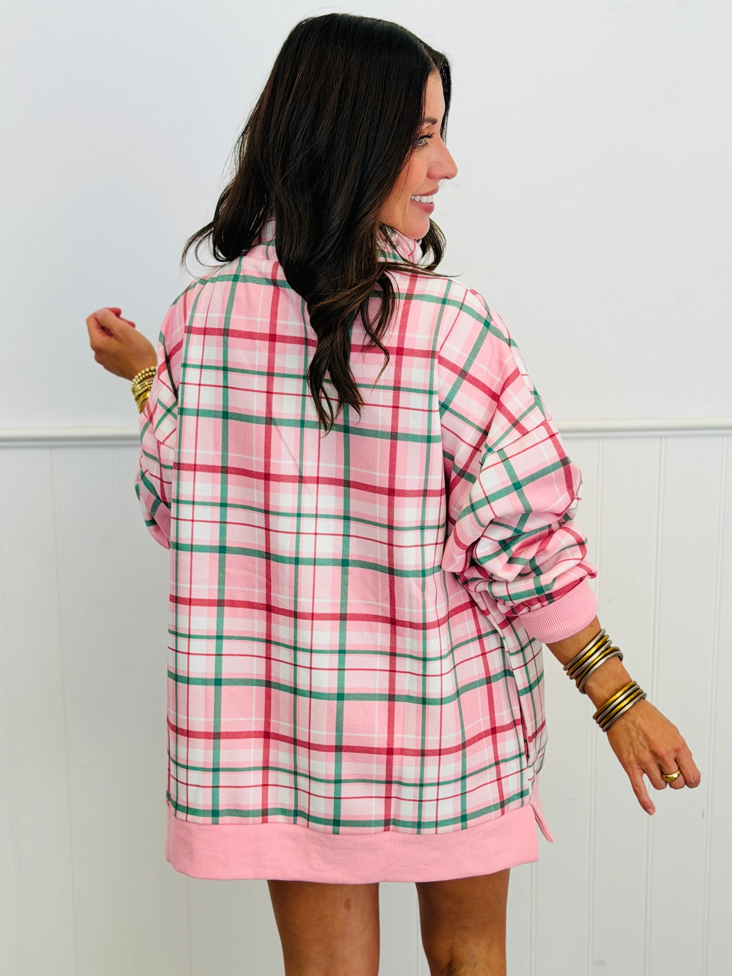 Pink Plaid Combo Merry Patch Sweatshirt (Reg.)