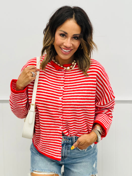 Red Striped Gigi Cardigan (Reg.)