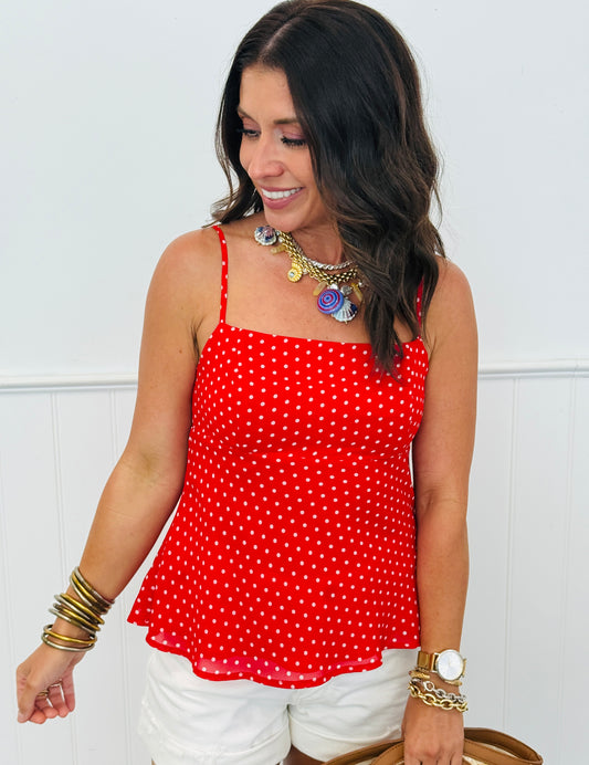 Red/White Polka Dot Cami Top (Reg.)