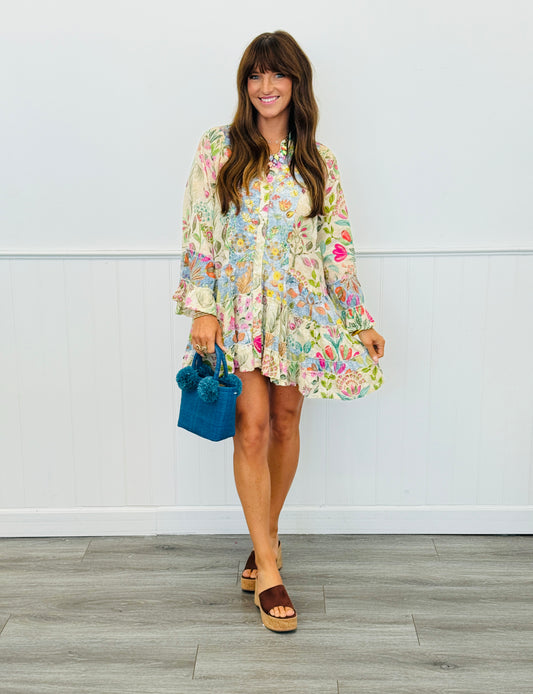 POL Cream Multi Contrast Pattern Mini Dress (Reg.)