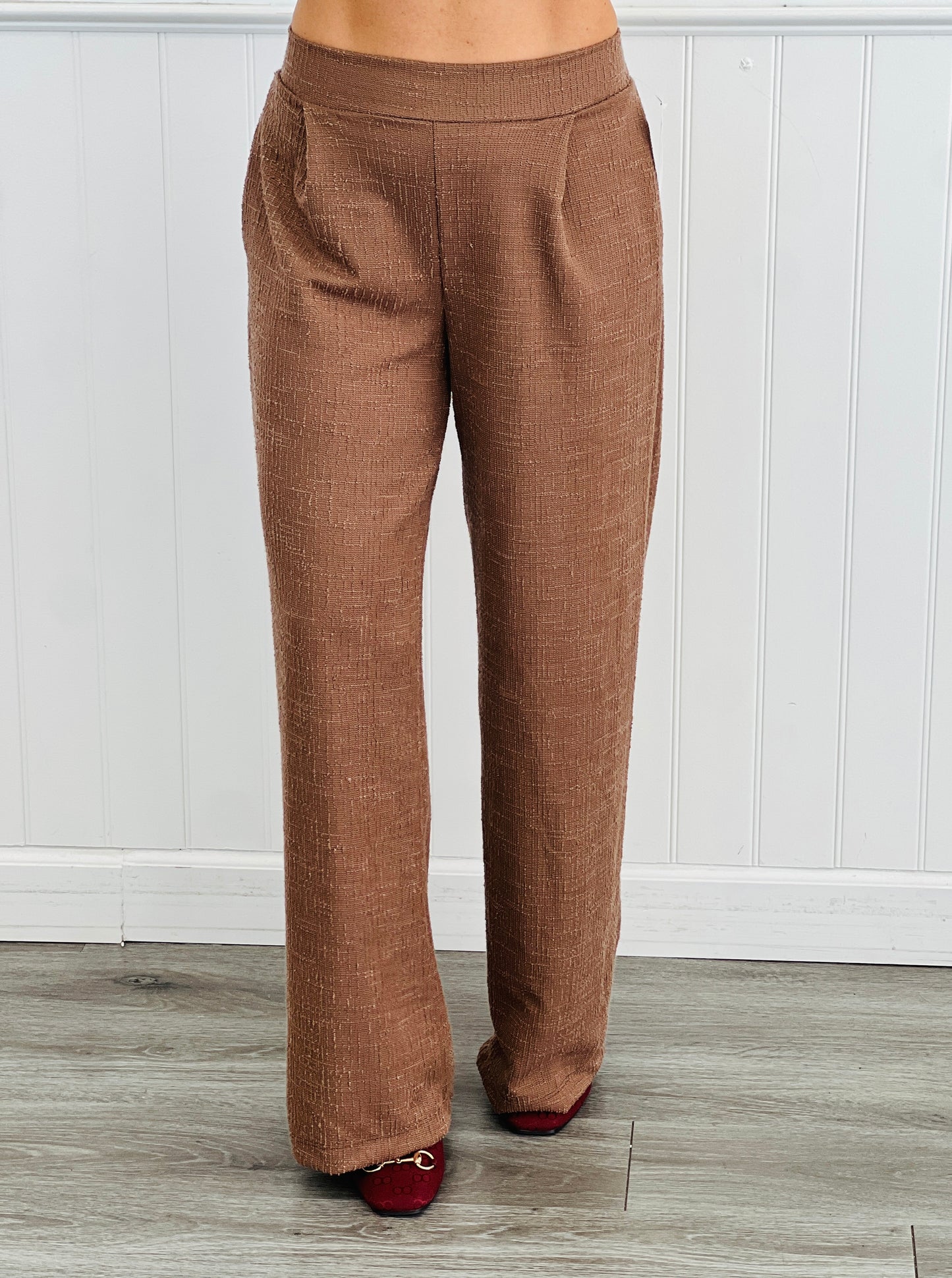Brown Pleated Wide Leg Pants (Reg)