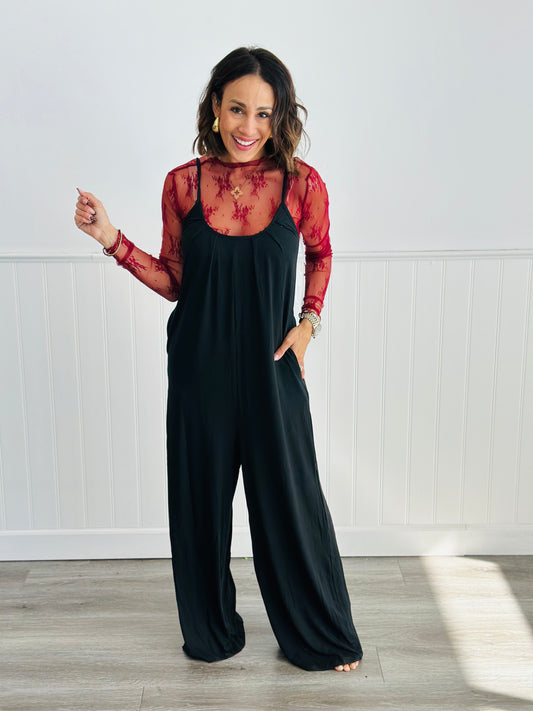 Black It's A Wrap Jumpsuit (Reg & Plus)