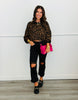 Brown Contrast Leopard Sweatshirt (Reg & Plus)