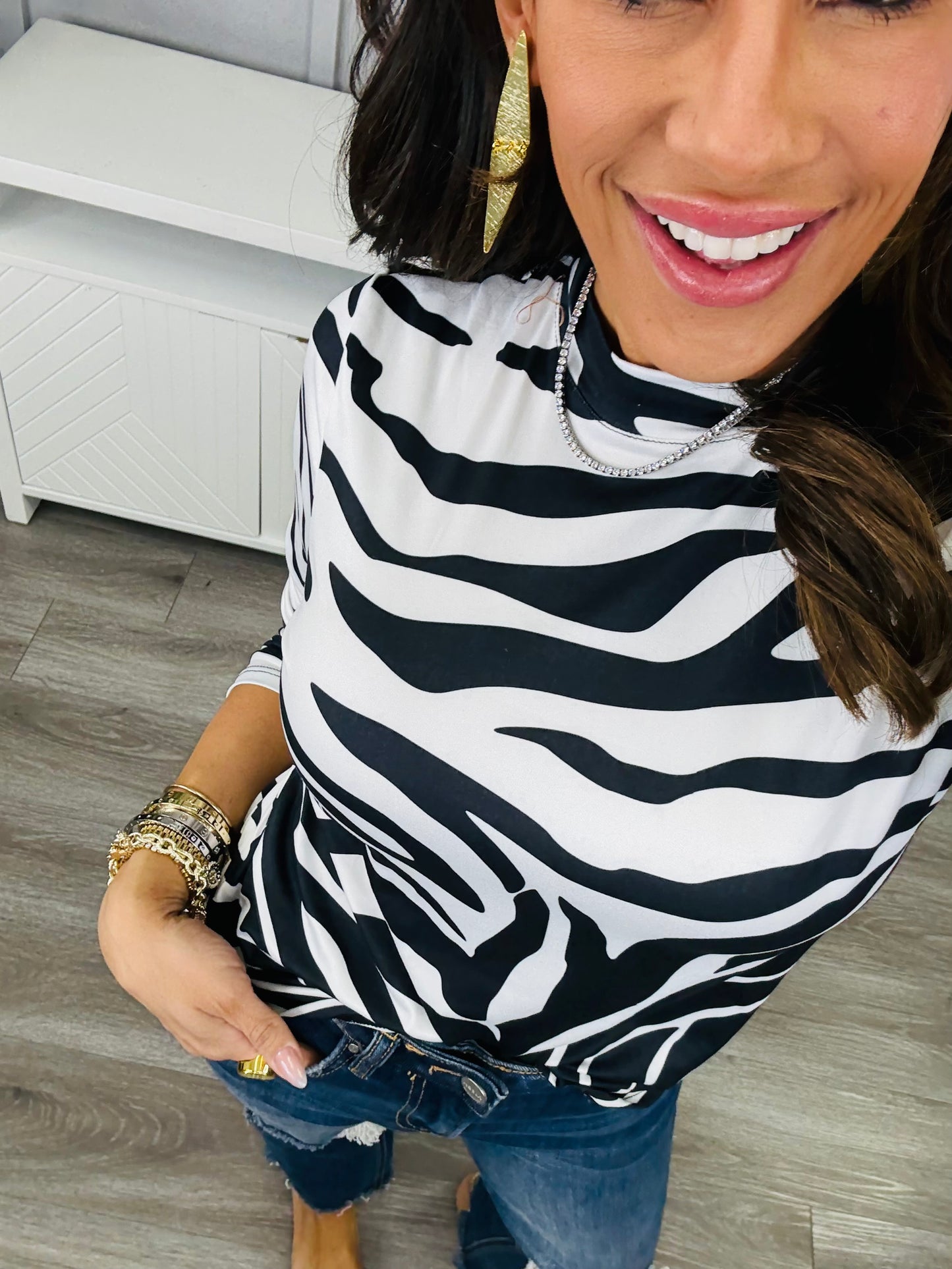 Zebra Print Long Sleeve Top (Reg.)