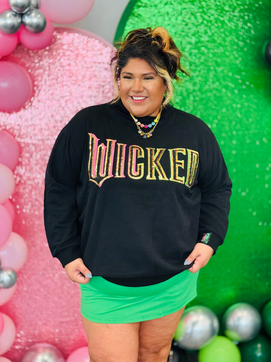 Queen Of Sparkles Licensed Black 'Wicked' Logo Sweatshirt (Reg. and Plus)
