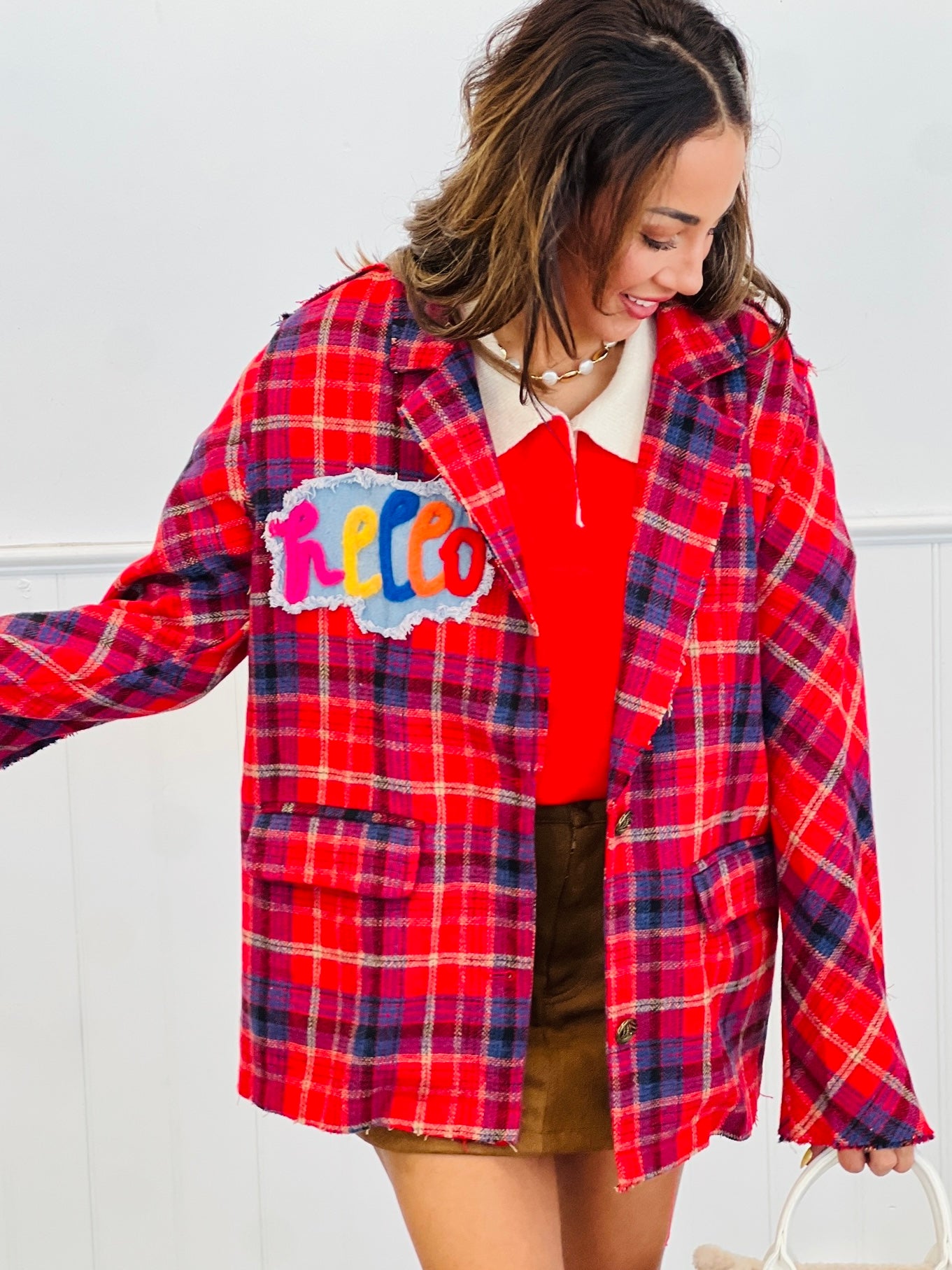 POL Red Multi Hello Patch Blazer (Reg.)