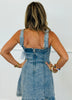 Medium Wash Denim Studded Mini Dress (Reg)