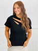 Cut Out Short Sleeve Top (Reg.) - 2 Colors