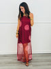 Burgundy Polka Dot Sheer Overlay Midi Dress (Reg.)
