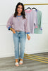 Striped Cross V Stitch Pullover Top (Reg.)-3 Colors