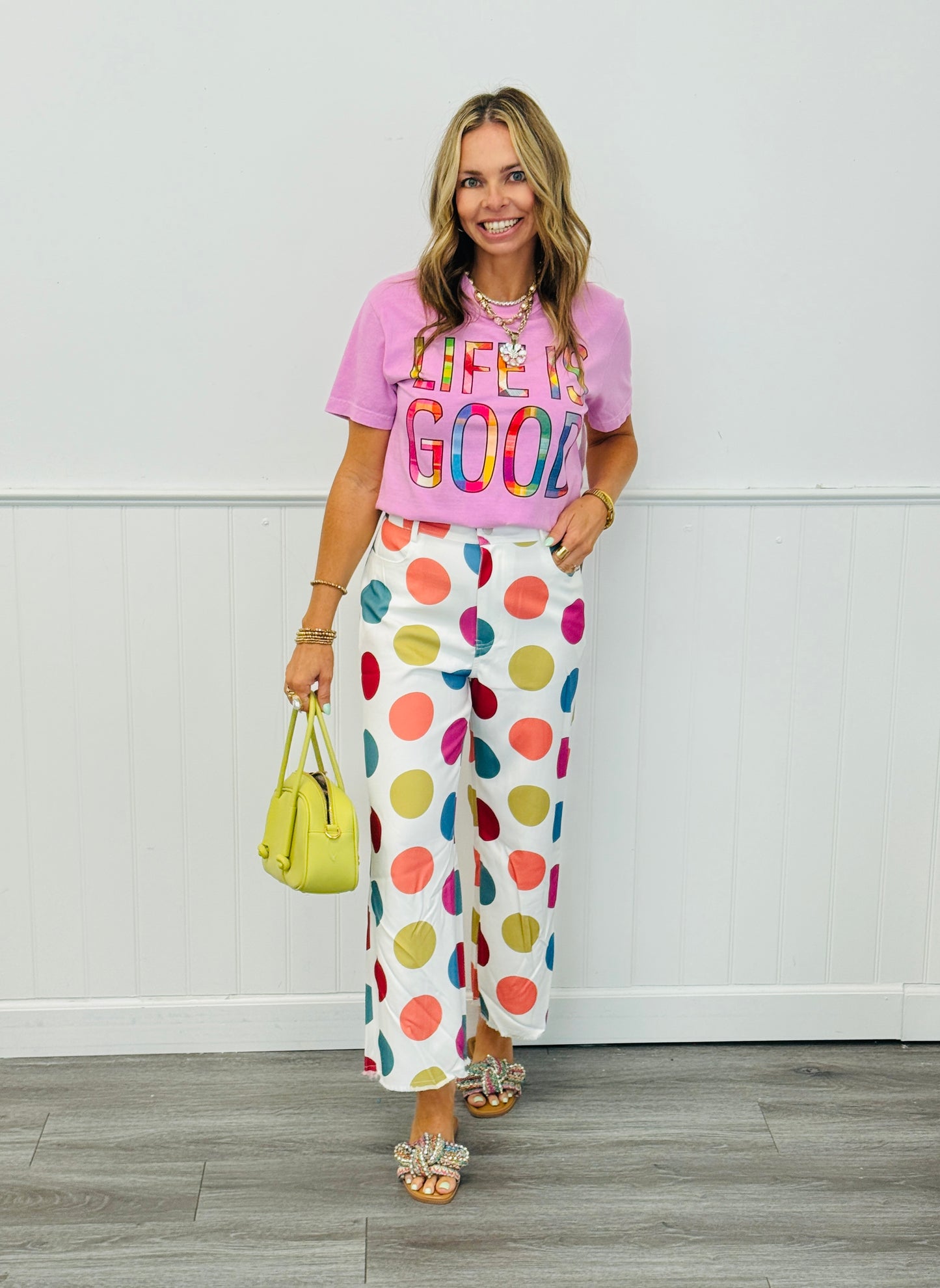 Vivid Polka Dot Wide Leg Pants (Reg.)