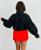 Black Denim High Neck Jacket (Reg. and Plus)