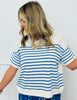 Blue Striped Short Sleeve Knit Top (Reg.)