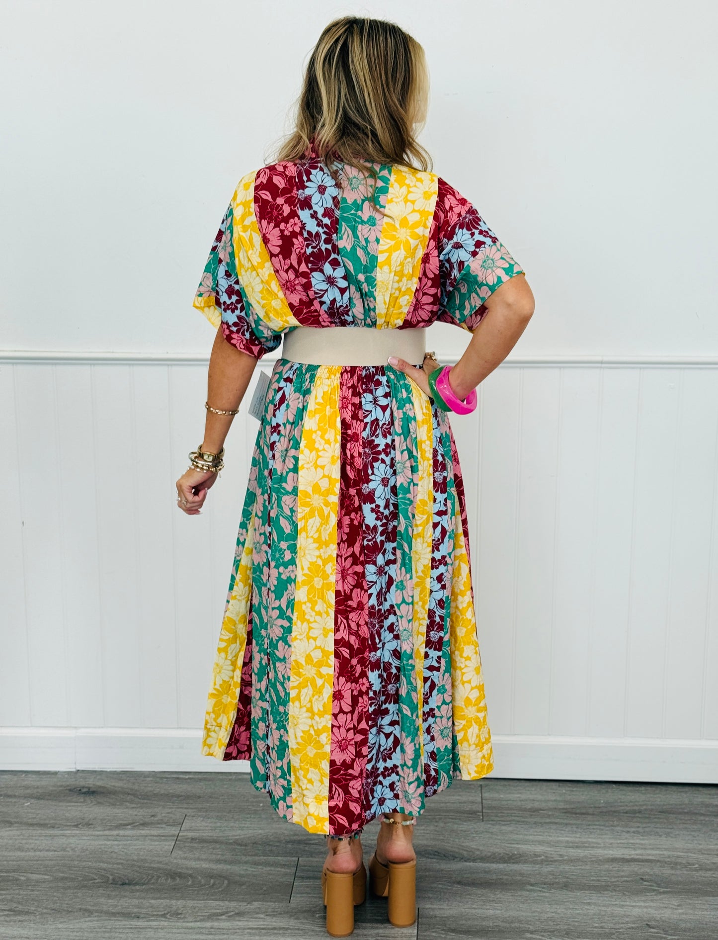 Mixed Floral Print Midi Dress (Reg. & Plus)