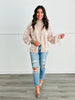 Beige Bow Balloon Sleeve Cardigan (Reg. and Plus)