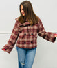 Burgundy Multi Plaid Poncho Cape Jacket (Reg & Plus)
