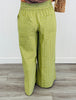 Lt Olive Striped Wide Leg Jogger Pants (Reg.)
