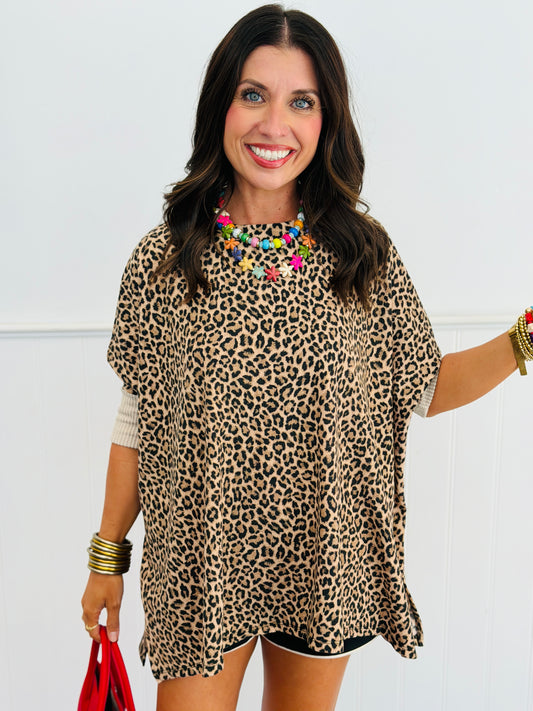 Leopard Ribbed Boxy Top (Reg. and Plus)