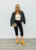 Black Polka Dot Zip Up Jacket (Reg. and Plus)