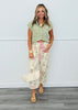 Beige Pink Floral Print Barrel Jeans (Reg & Plus)