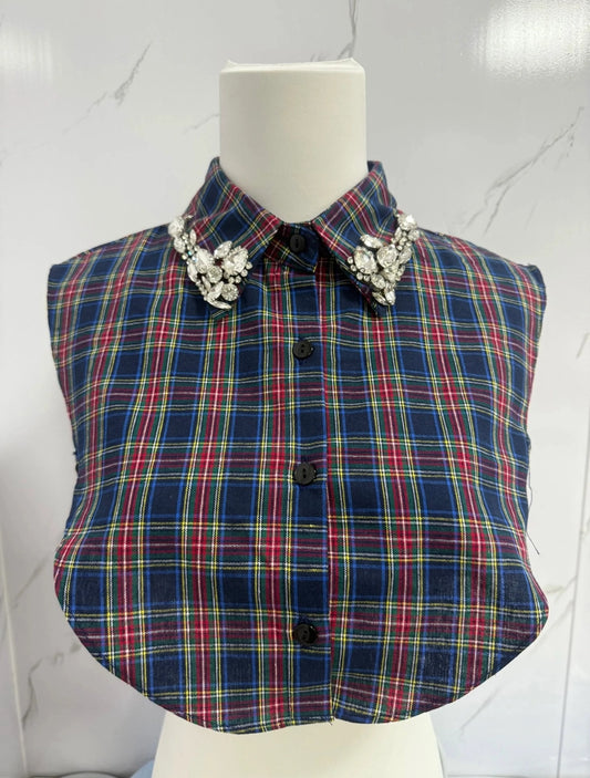 Navy Plaid Corporate Collar