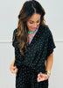 Black White Dot Wrap Blouse (Reg.)