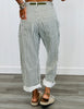 Striped Grommet Waist Denim Barrel Pants (Reg.)-2 Colors