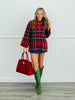 Red Plaid 3/4th Sleeve Sweater Top (Reg & Plus)