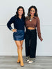 Contrast Vegan Leather Sweater Top (Reg.)-2 Colors