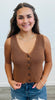 Brown Knit Cardi Vest Top (Reg.)