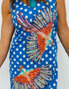 Queen Of Sparkles Blue & White Polka Dot Bird Midi Dress (Reg & Plus)