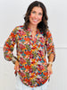 Dear Scarlett Navy Multi 3/4 Sleeve Lizzy Top (Reg. and Plus)