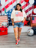 Oatmeal USA Flag Patchwork Sweatshirt (Reg. & Plus)