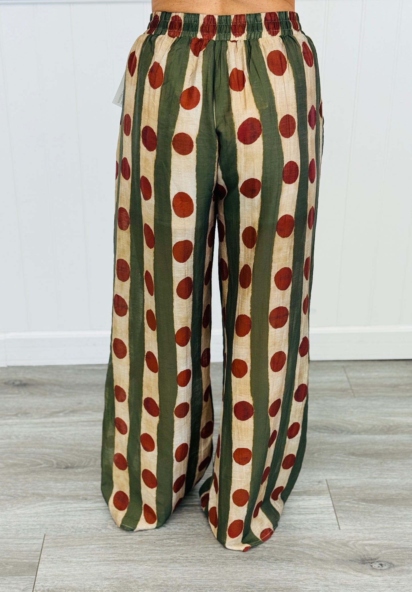 Olive Polka Dot Stripe Wide Leg Pants (Reg.)