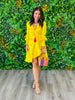Bright Yellow Satin Side Wrap Mini Dress (Reg.)