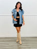 Denim Flutter Sleeve Blouse (Reg. & Plus)